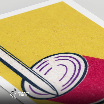 Illustration Of A Sliced Red Onion - vintage matchbox label print - close-up detail