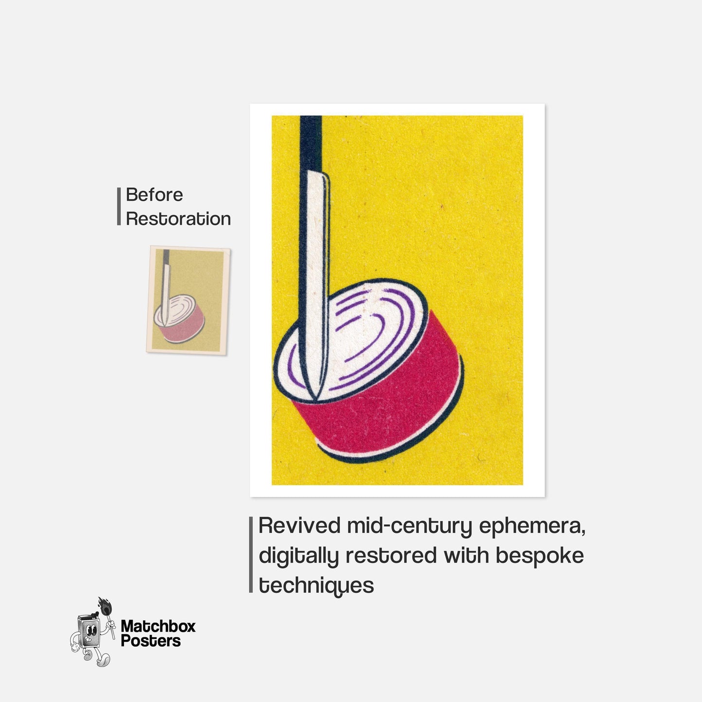 Illustration Of A Sliced Red Onion - vintage matchbox label print - framed wall art preview