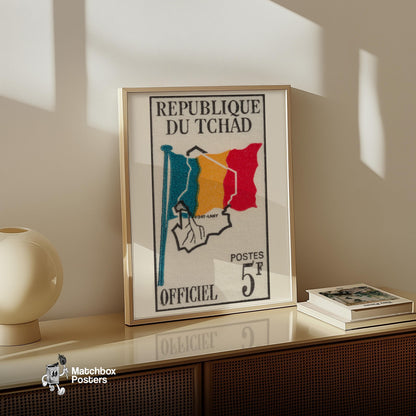 Chad Independence - vintage matchbox label print - size comparison