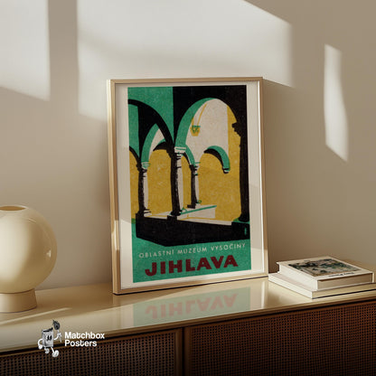 Arched Colonnade - vintage matchbox label print - size comparison