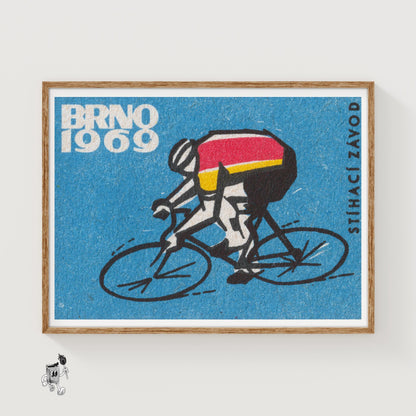 Cycling Championship - vintage matchbox label print