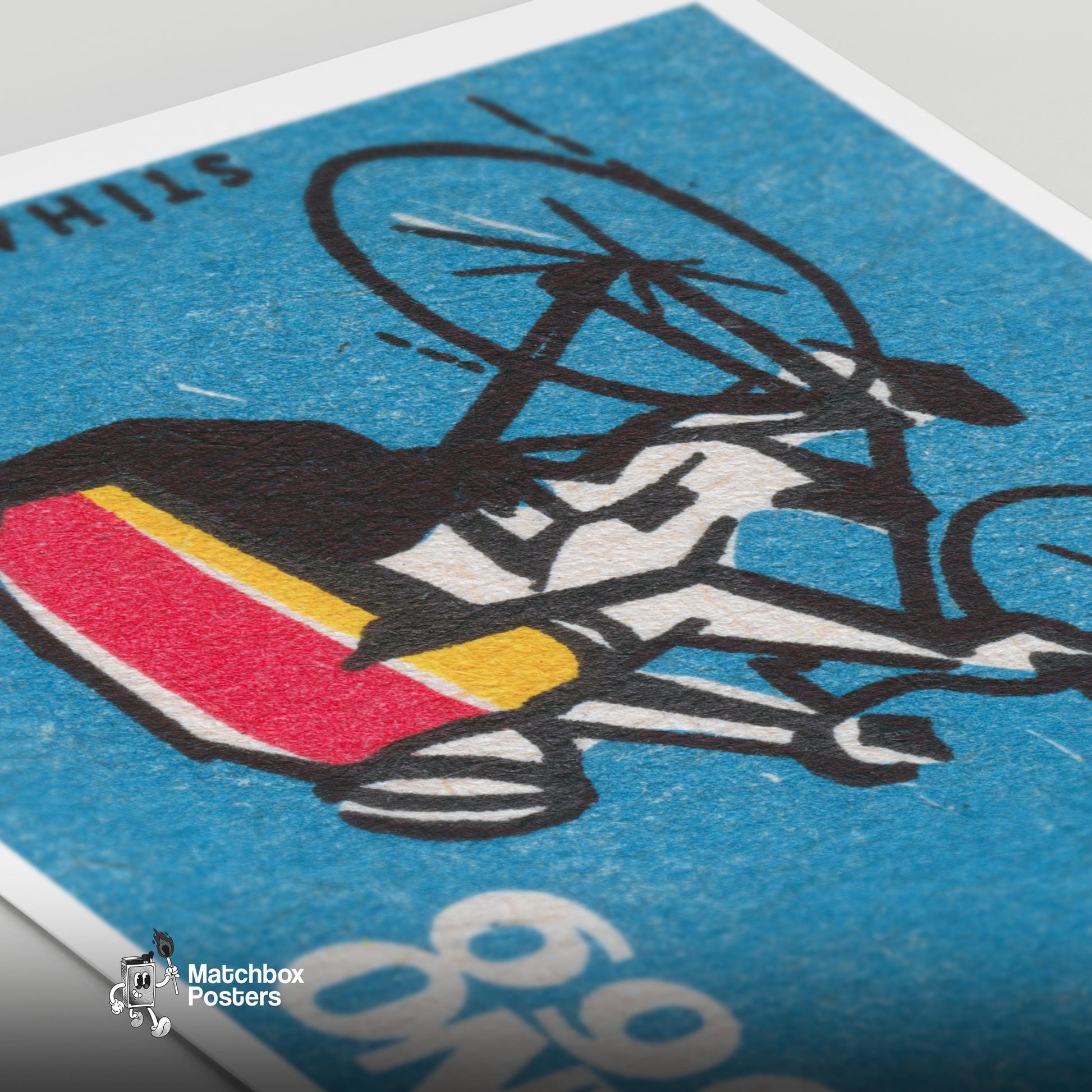 Cycling Championship - vintage matchbox label print - close-up detail