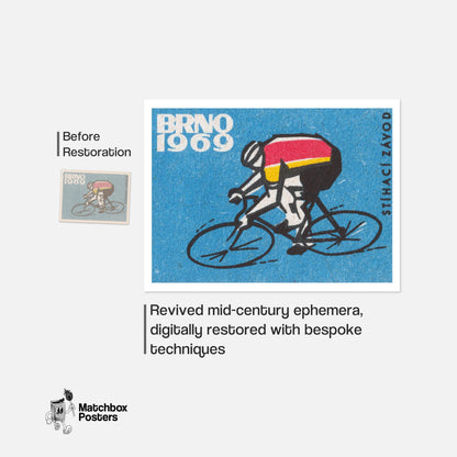 Cycling Championship - vintage matchbox label print - framed wall art preview
