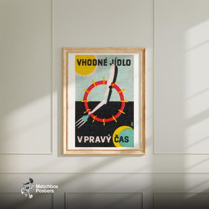 Czech Matchbox Print, Vintage Food Label - vintage matchbox label print - bedroom mockup