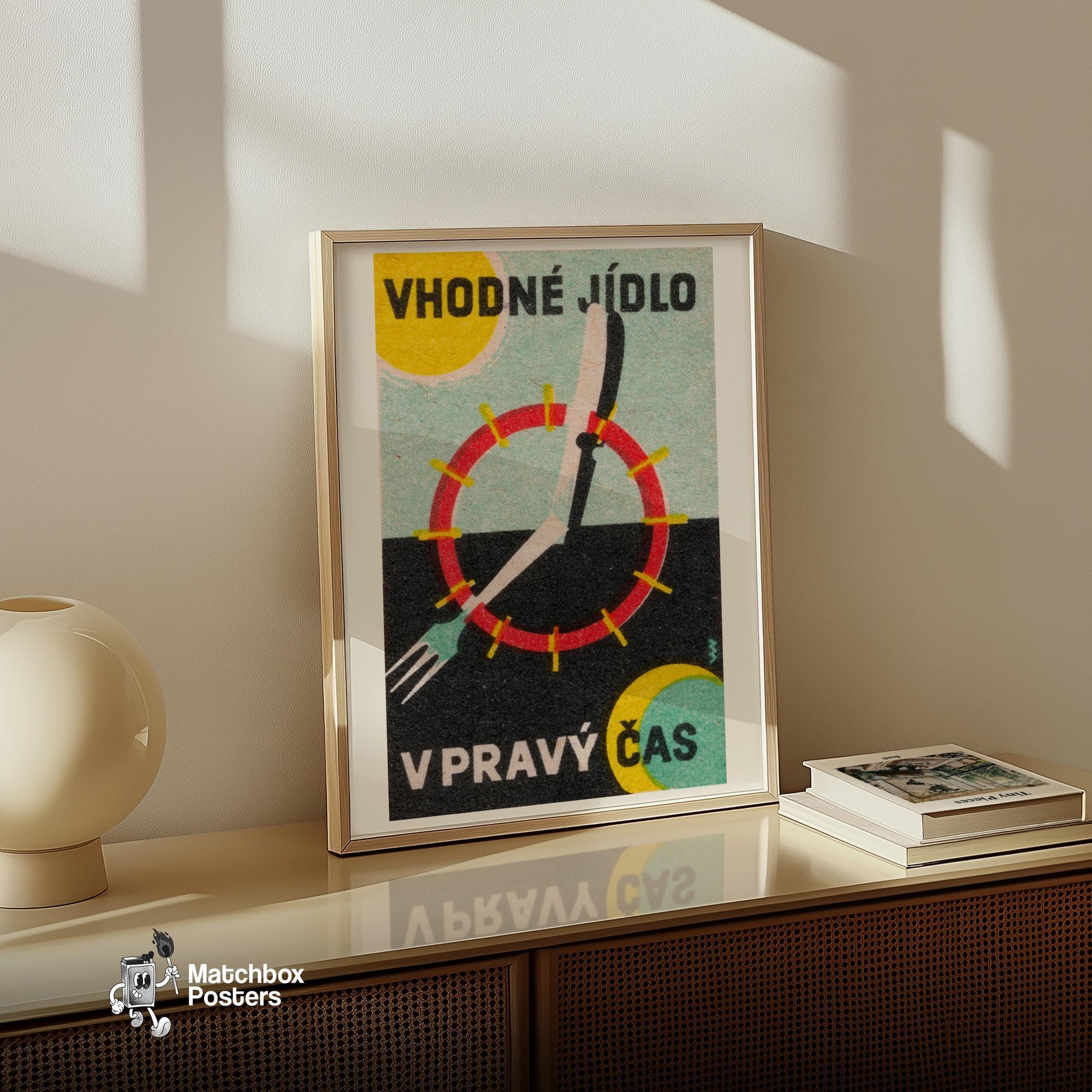 Czech Matchbox Print, Vintage Food Label - vintage matchbox label print - size comparison