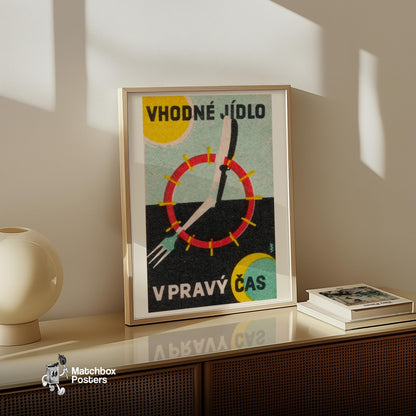 Czech Matchbox Print, Vintage Food Label - vintage matchbox label print - size comparison