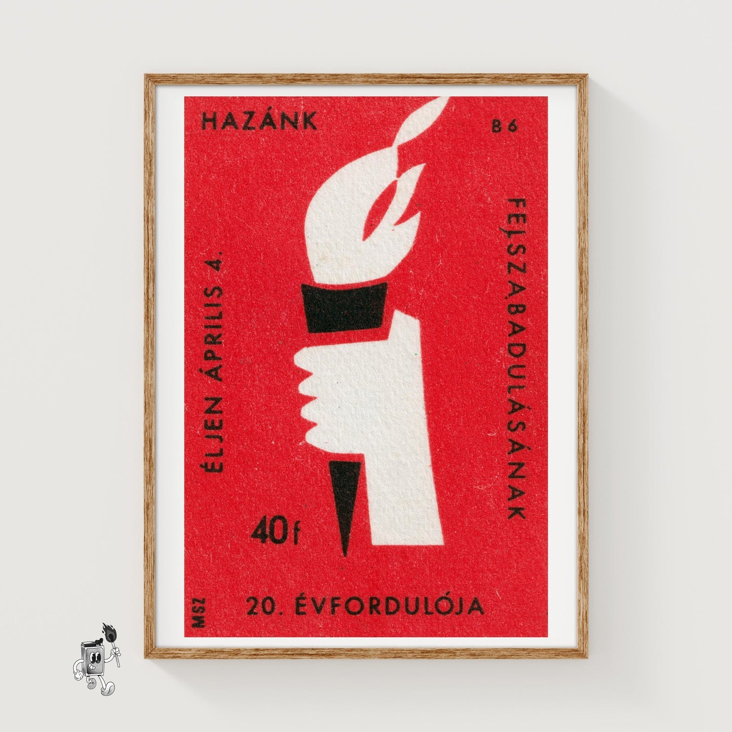 Flaming Torch - vintage matchbox label print