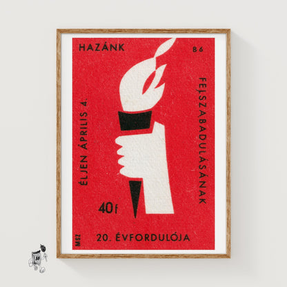 Flaming Torch - vintage matchbox label print