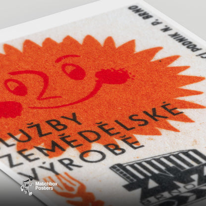 Smiling Sun - vintage matchbox label print - close-up detail