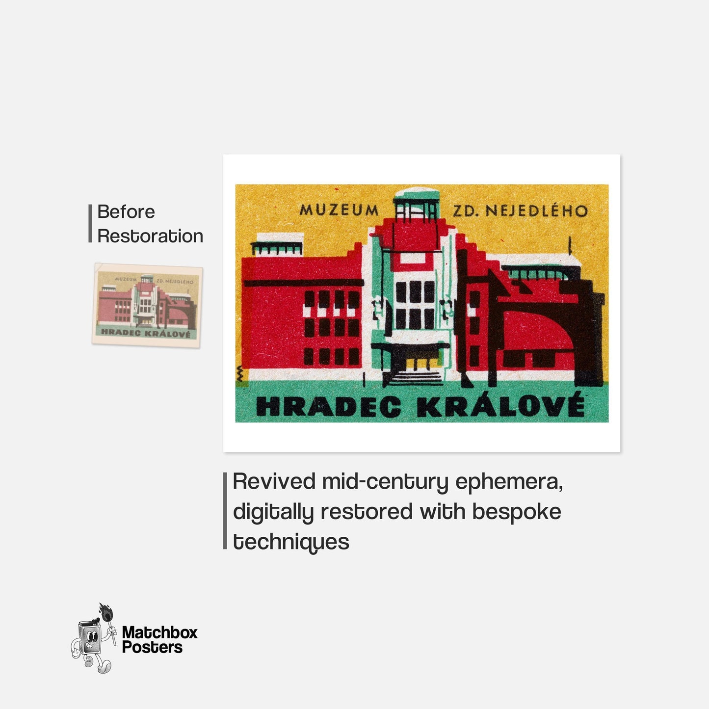 Zd Nejedleho Museum - vintage matchbox label print - framed wall art preview