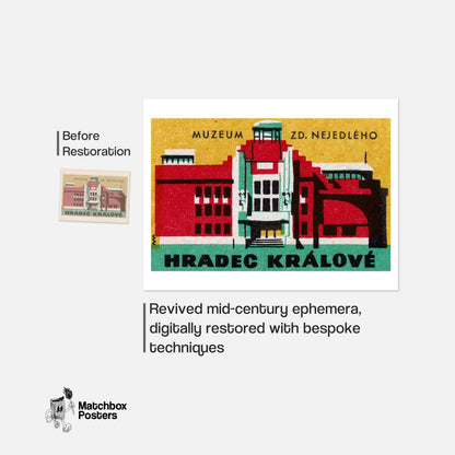 Zd Nejedleho Museum - vintage matchbox label print - framed wall art preview