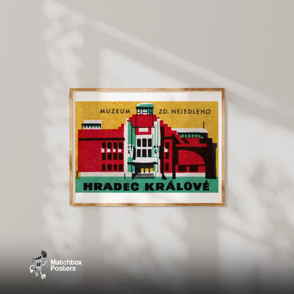 Zd Nejedleho Museum - vintage matchbox label print - bedroom mockup
