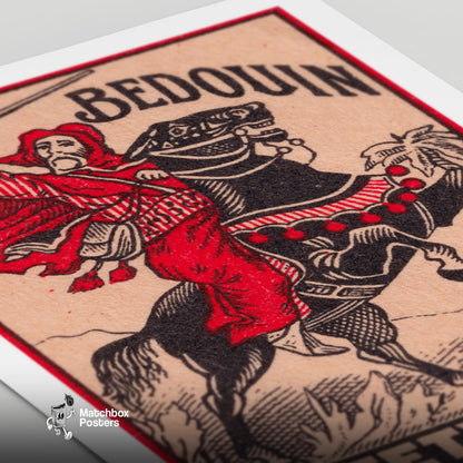 Bedouin Rider - vintage matchbox label print - close-up detail