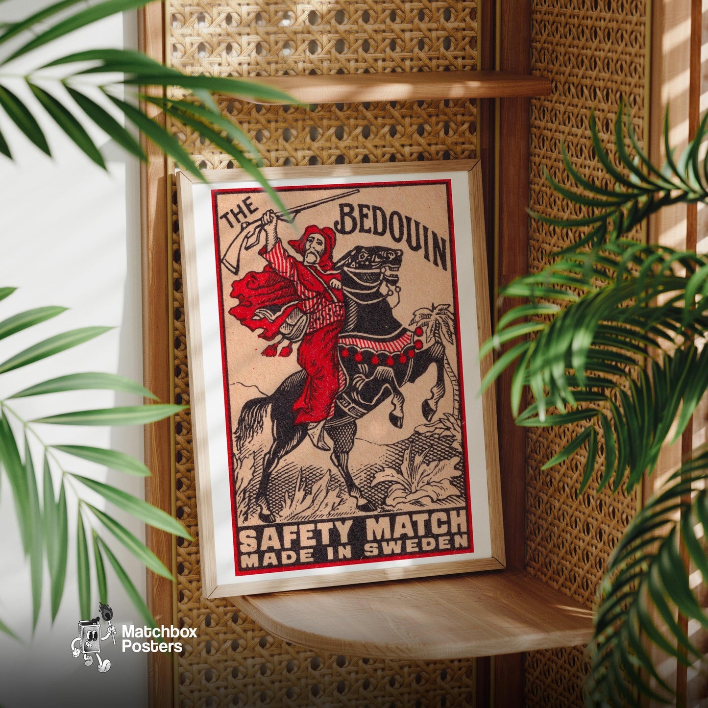 Bedouin Rider - vintage matchbox label print - office wall