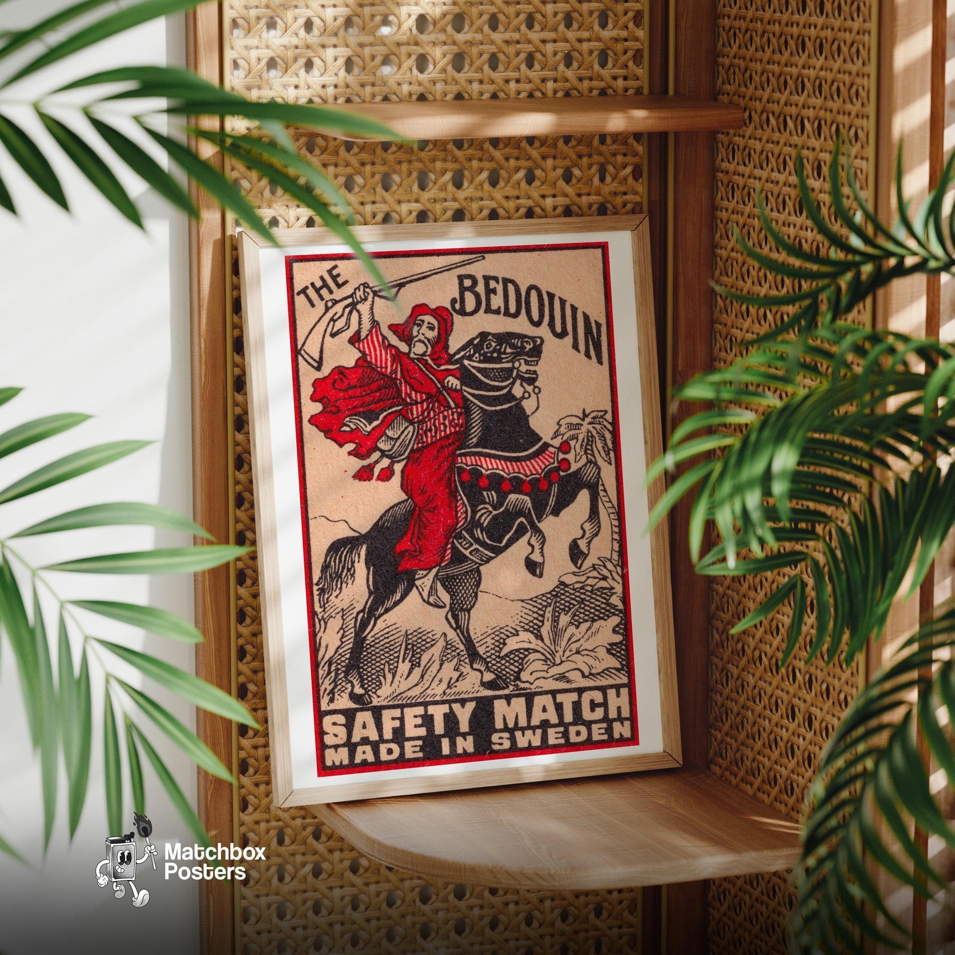 Bedouin Rider - vintage matchbox label print - office wall