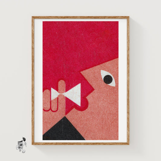 Abstract Face - vintage matchbox label print