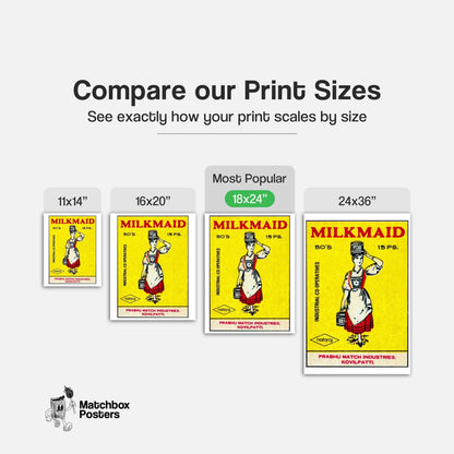 Milkmaid - vintage matchbox label print - gallery wall preview