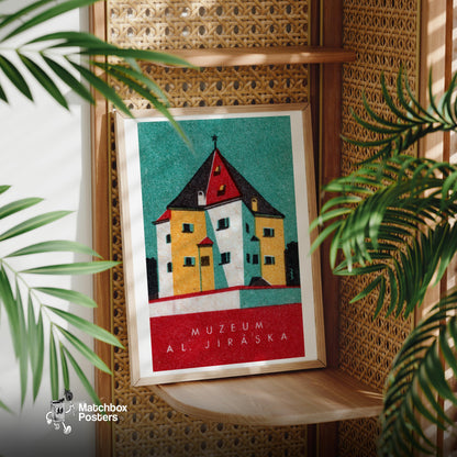 Museum Building - vintage matchbox label print - office wall