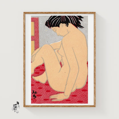 Seated Woman - vintage matchbox label print