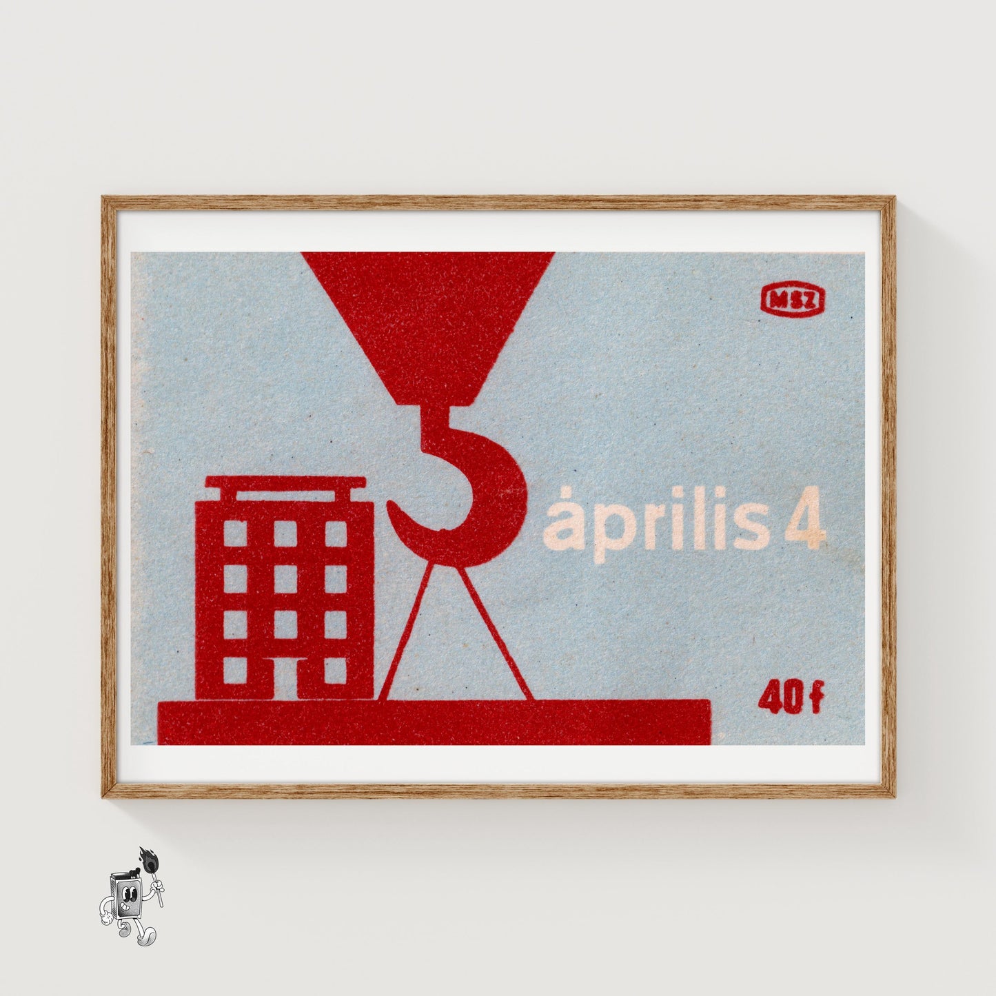 Construction Site - vintage matchbox label print