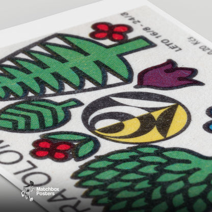 Czech Flora - vintage matchbox label print - close-up detail