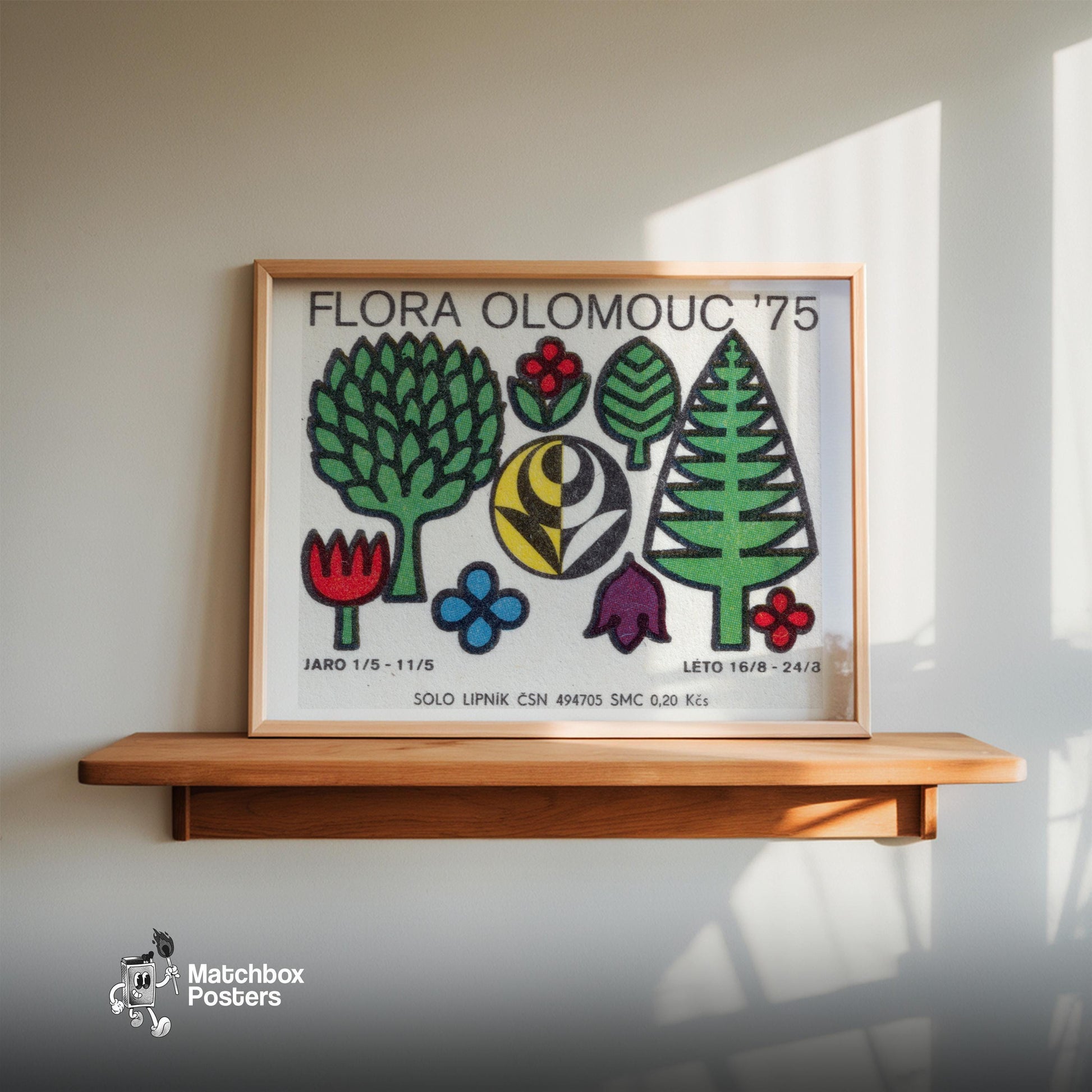 Czech Flora - vintage matchbox label print - size comparison