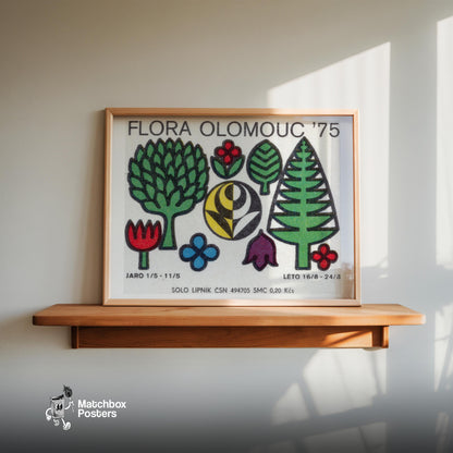 Czech Flora - vintage matchbox label print - size comparison