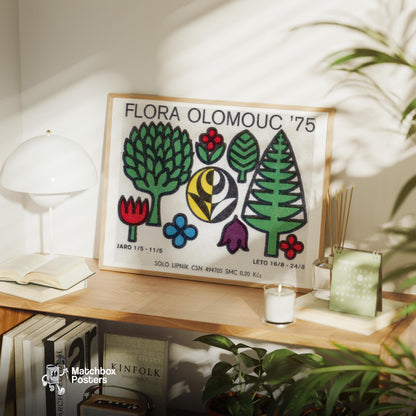 Czech Flora - vintage matchbox label print - office wall
