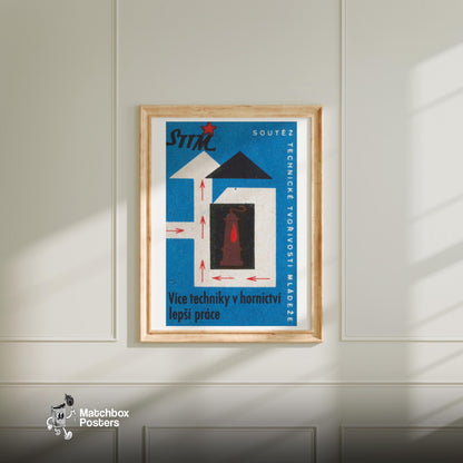 Heating the Home - vintage matchbox label print - bedroom mockup