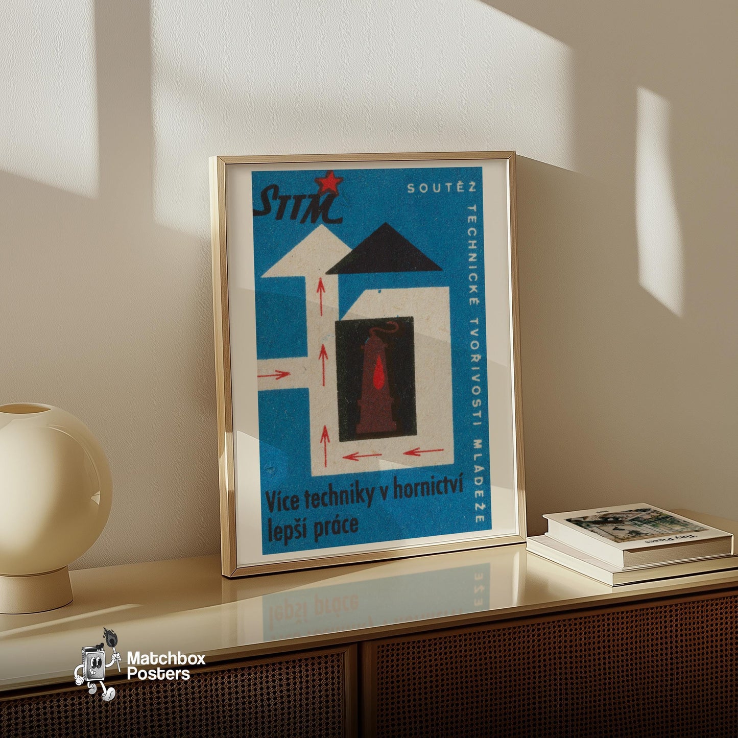 Heating the Home - vintage matchbox label print - size comparison