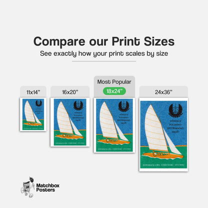 Sailboat - vintage matchbox label print - gallery wall preview