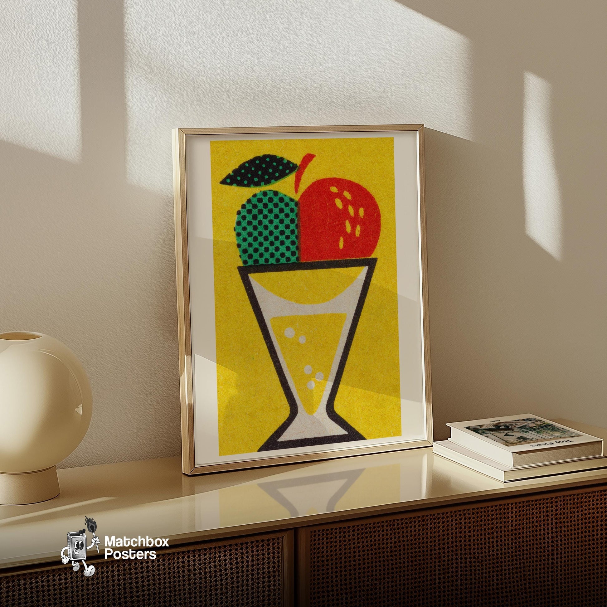 Fruit Juice - vintage matchbox label print - size comparison