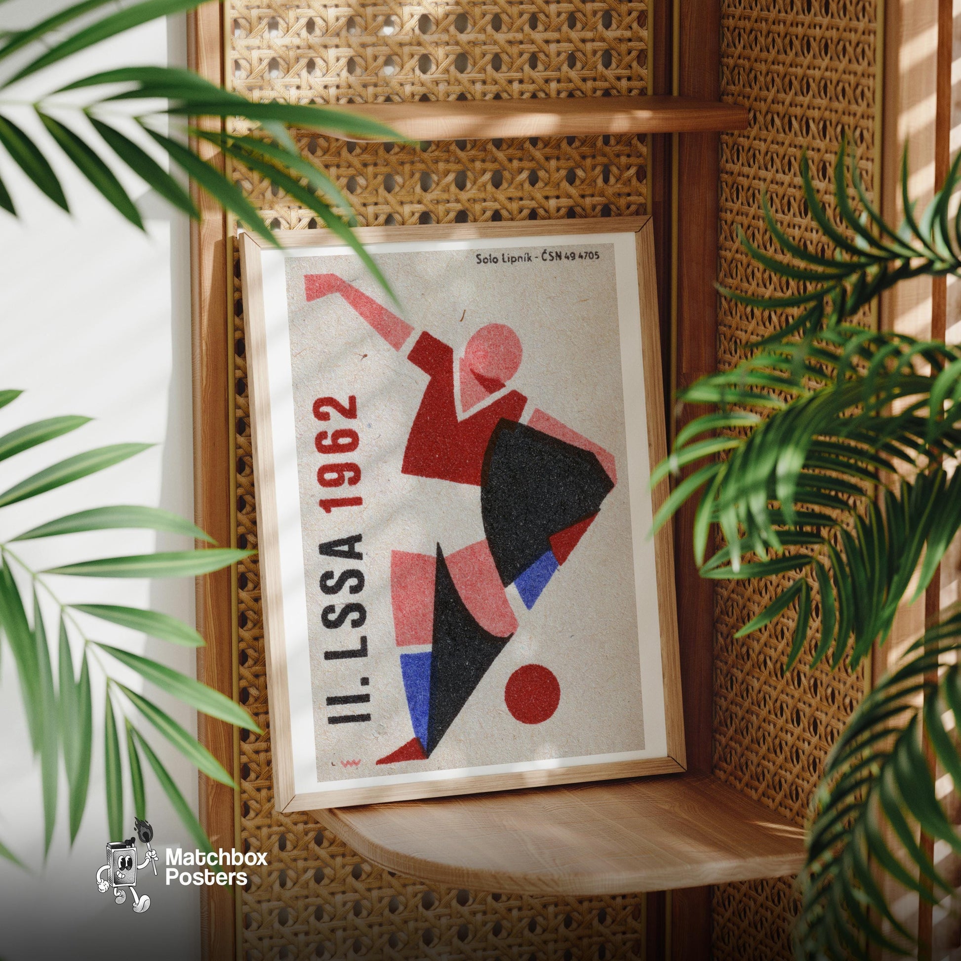 Soccer Player - vintage matchbox label print - office wall