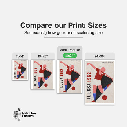 Soccer Player - vintage matchbox label print - gallery wall preview