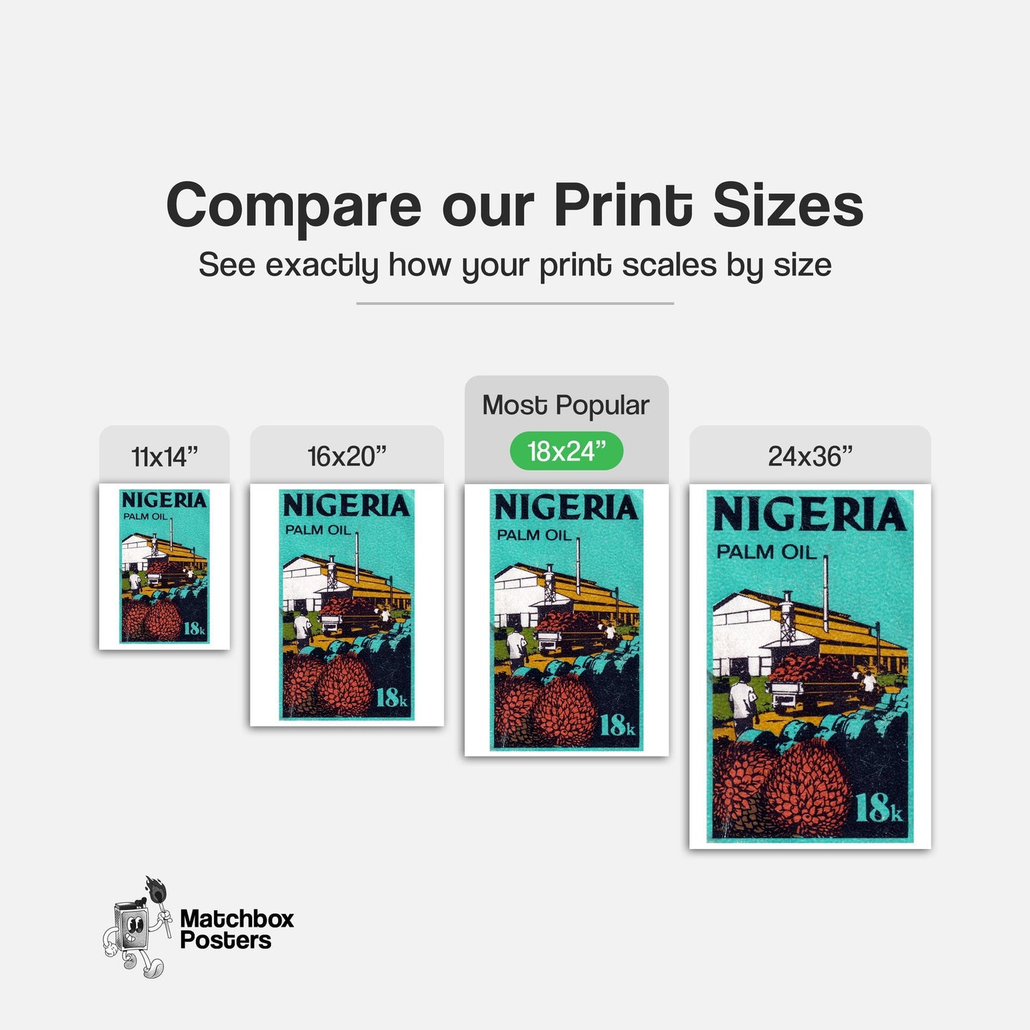 Vintage Nigerian Palm Oil Stamp Print, Factory Graphic - vintage matchbox label print - gallery wall preview