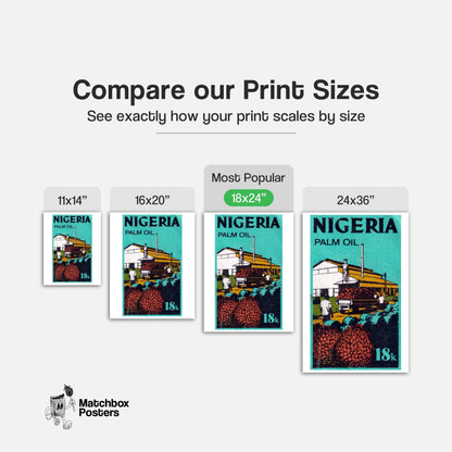 Vintage Nigerian Palm Oil Stamp Print, Factory Graphic - vintage matchbox label print - gallery wall preview