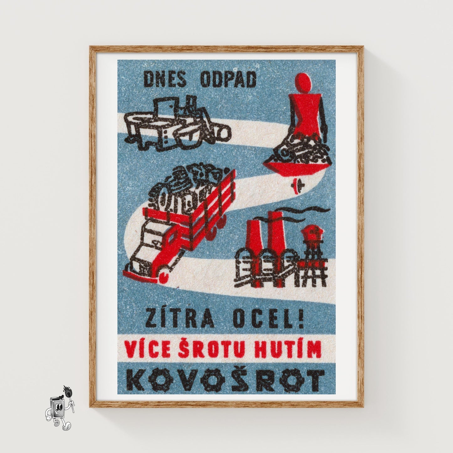 Garbage Today, Tomorrow Steel! - vintage matchbox label print