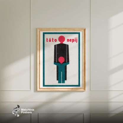Father and Son - vintage matchbox label print - bedroom mockup