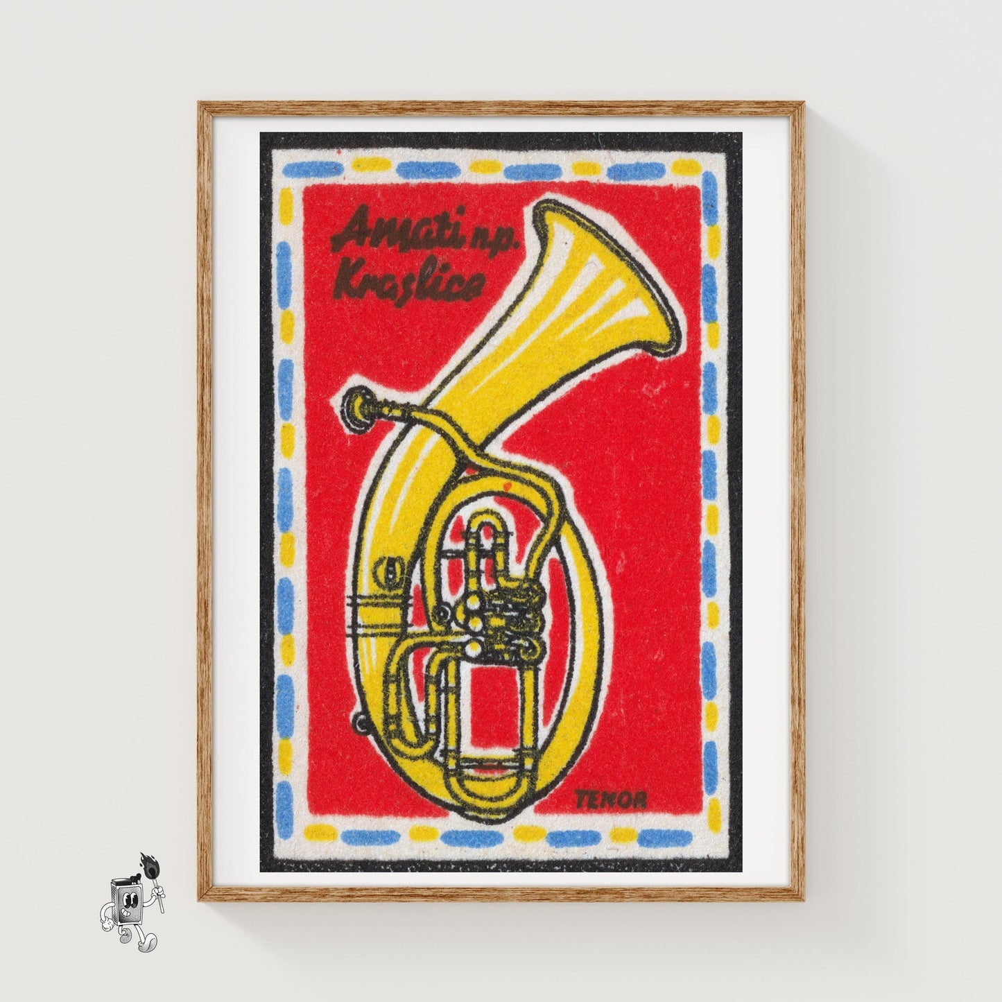 Tuba - vintage matchbox label print