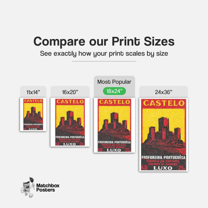 Castle - vintage matchbox label print - gallery wall preview