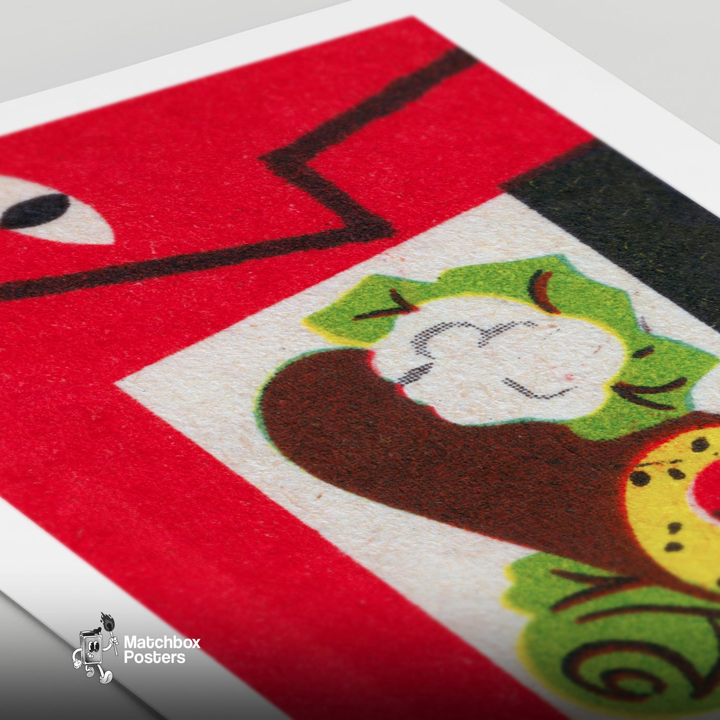 Food and Face - vintage matchbox label print - close-up detail