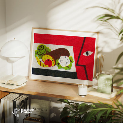 Food and Face - vintage matchbox label print - office wall