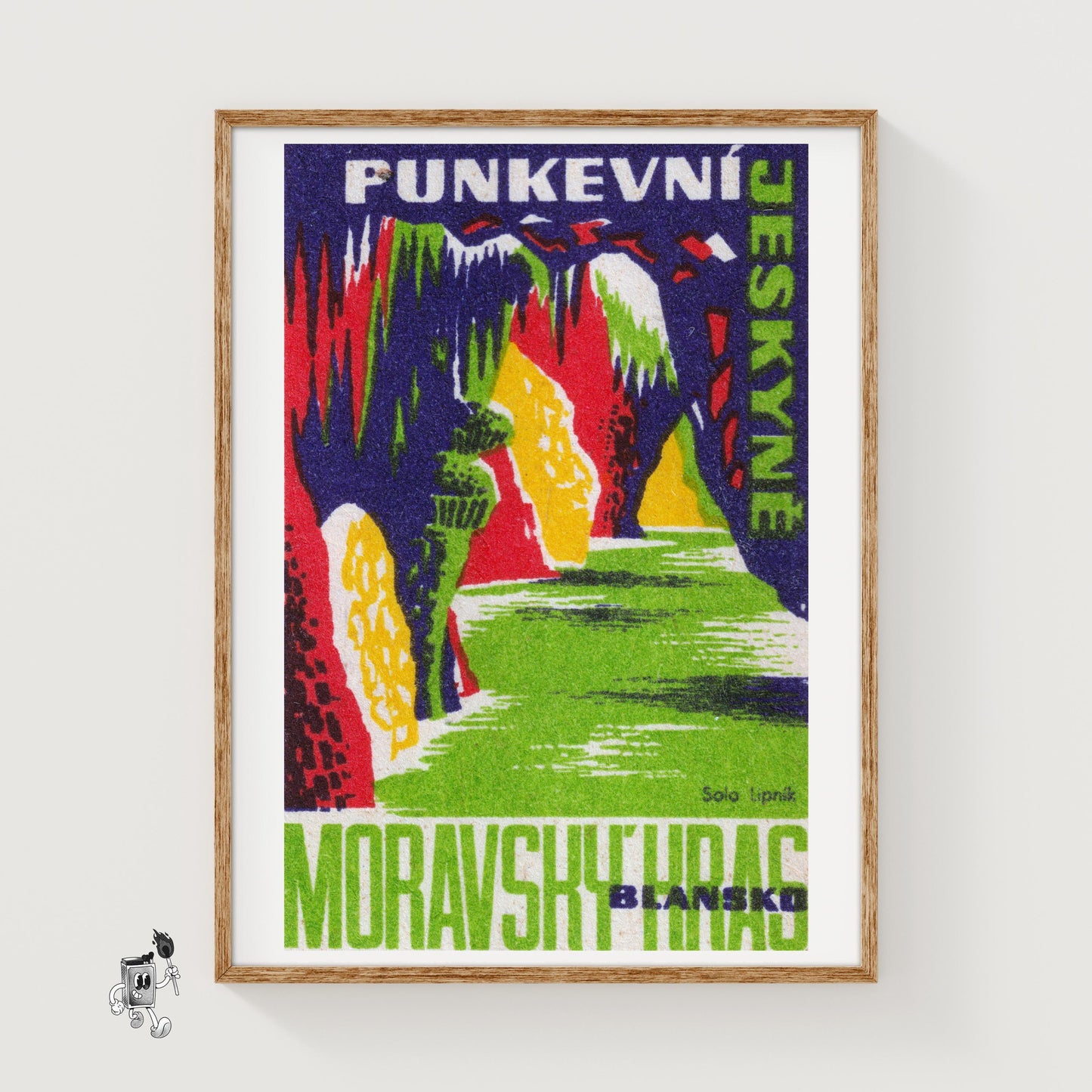 Cave Interior - vintage matchbox label print