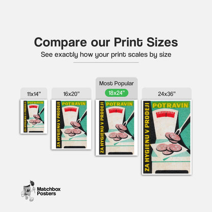 Sausage on Scale - vintage matchbox label print - gallery wall preview