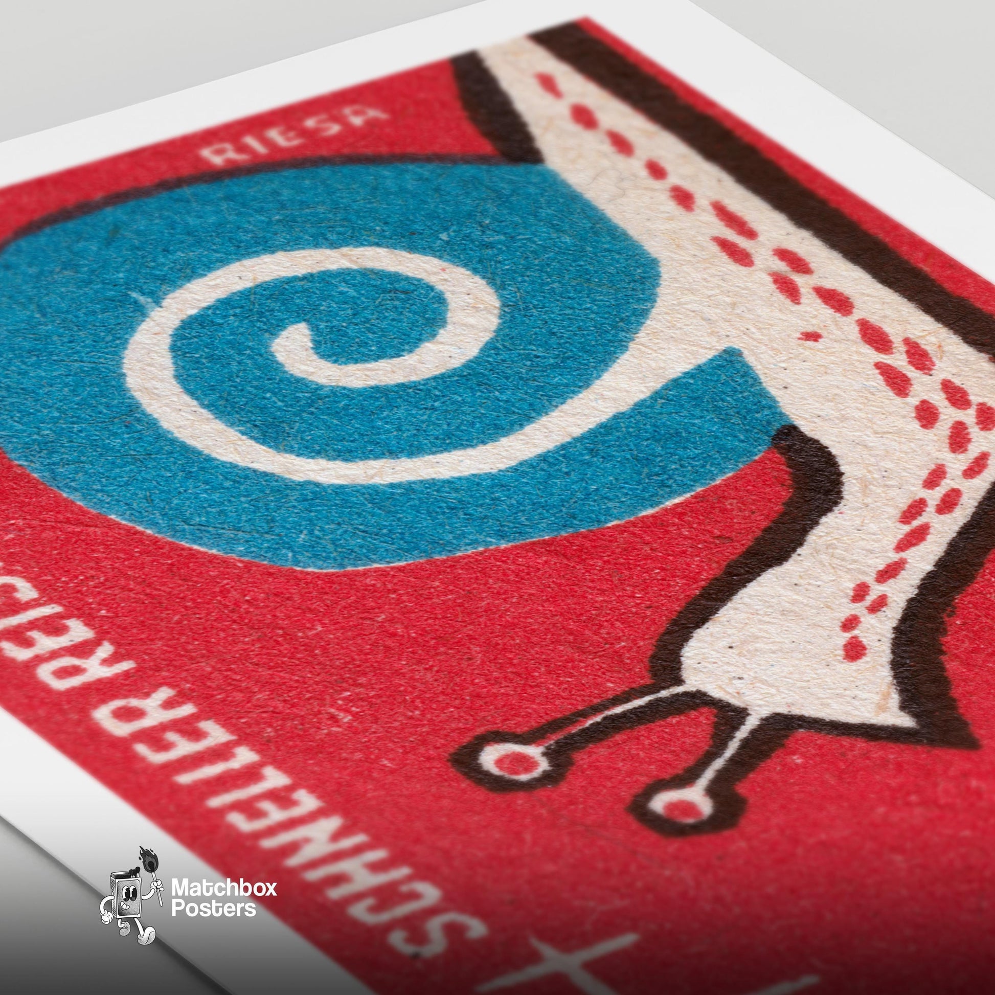 Blue Snail - vintage matchbox label print - close-up detail