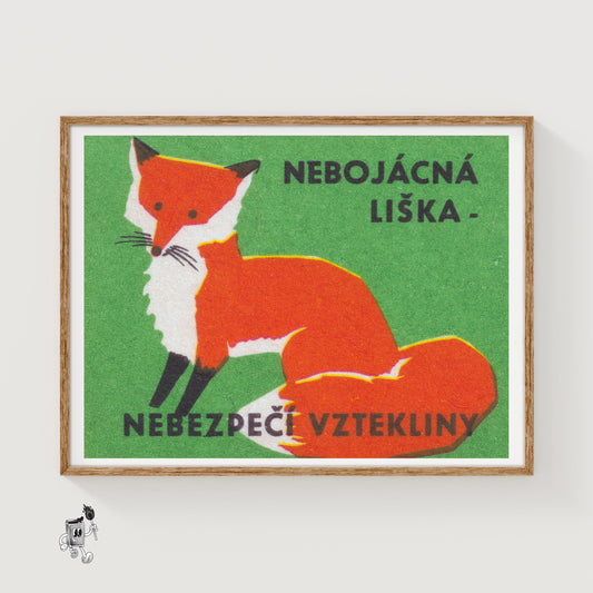 Red Fox - vintage matchbox label print