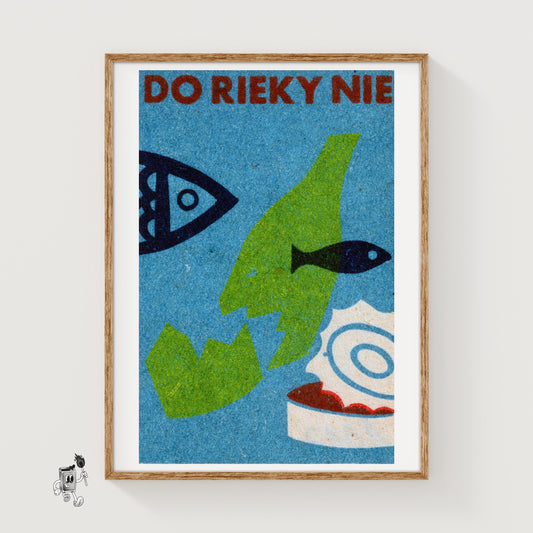 Fish Motif - vintage matchbox label print