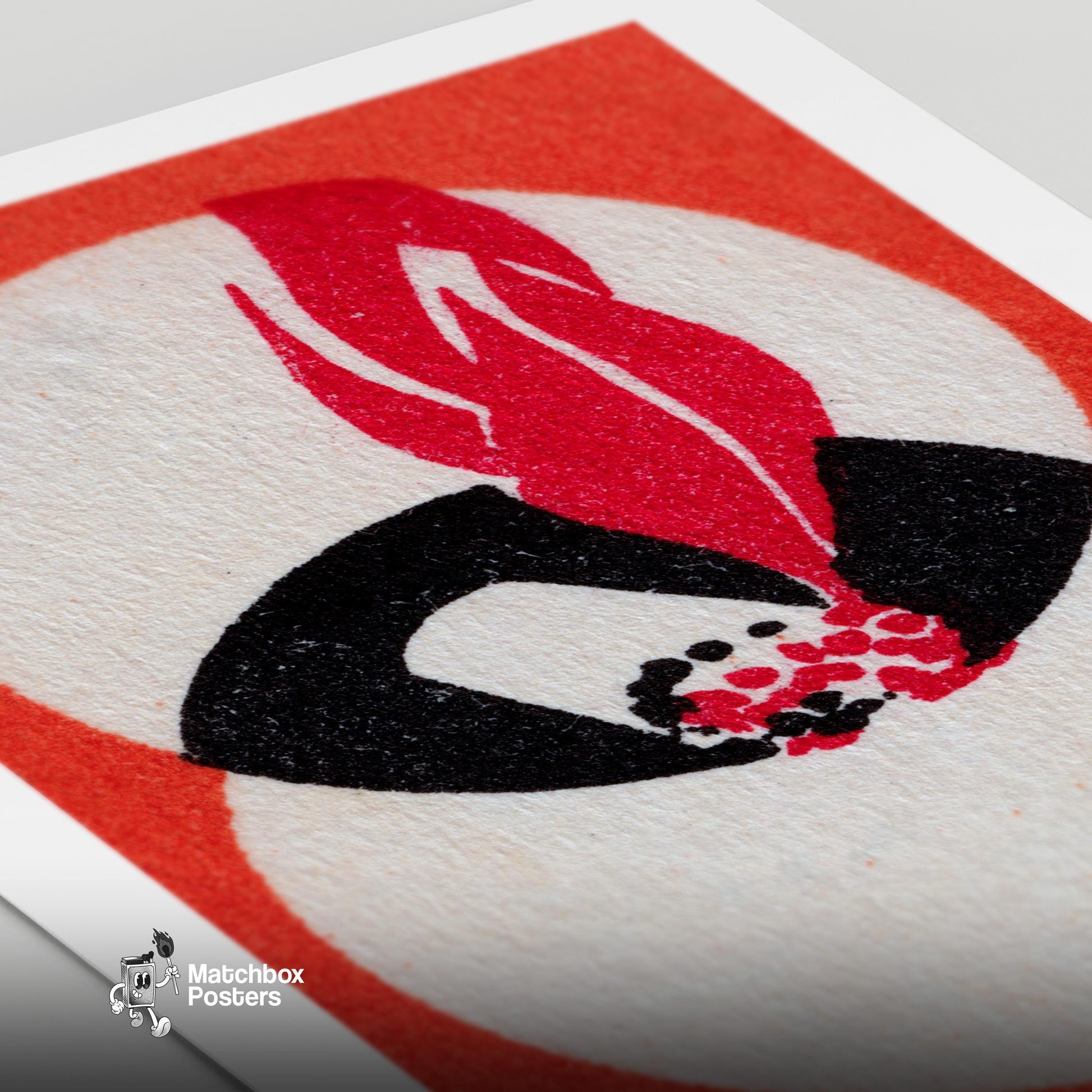 Abstract Flame - vintage matchbox label print - close-up detail