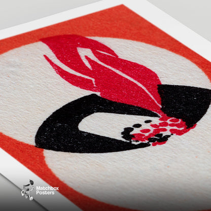 Abstract Flame - vintage matchbox label print - close-up detail