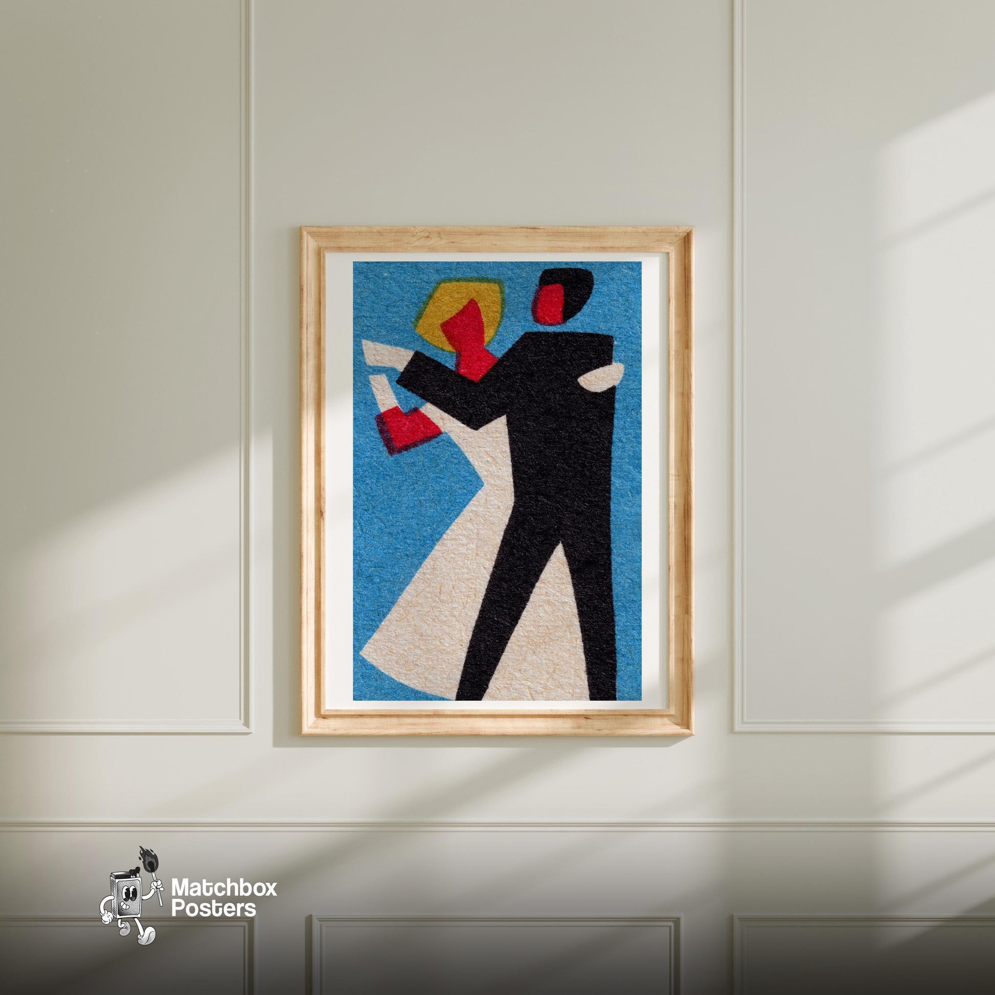 Dancing Couple - vintage matchbox label print - bedroom mockup